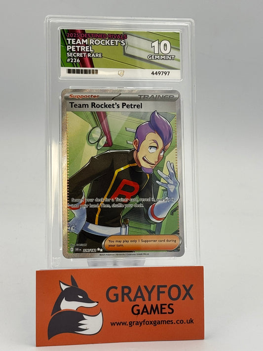 Pokemon Team Rocket's Petrel 226/182 ACE 10 Graded Destined Rivals
