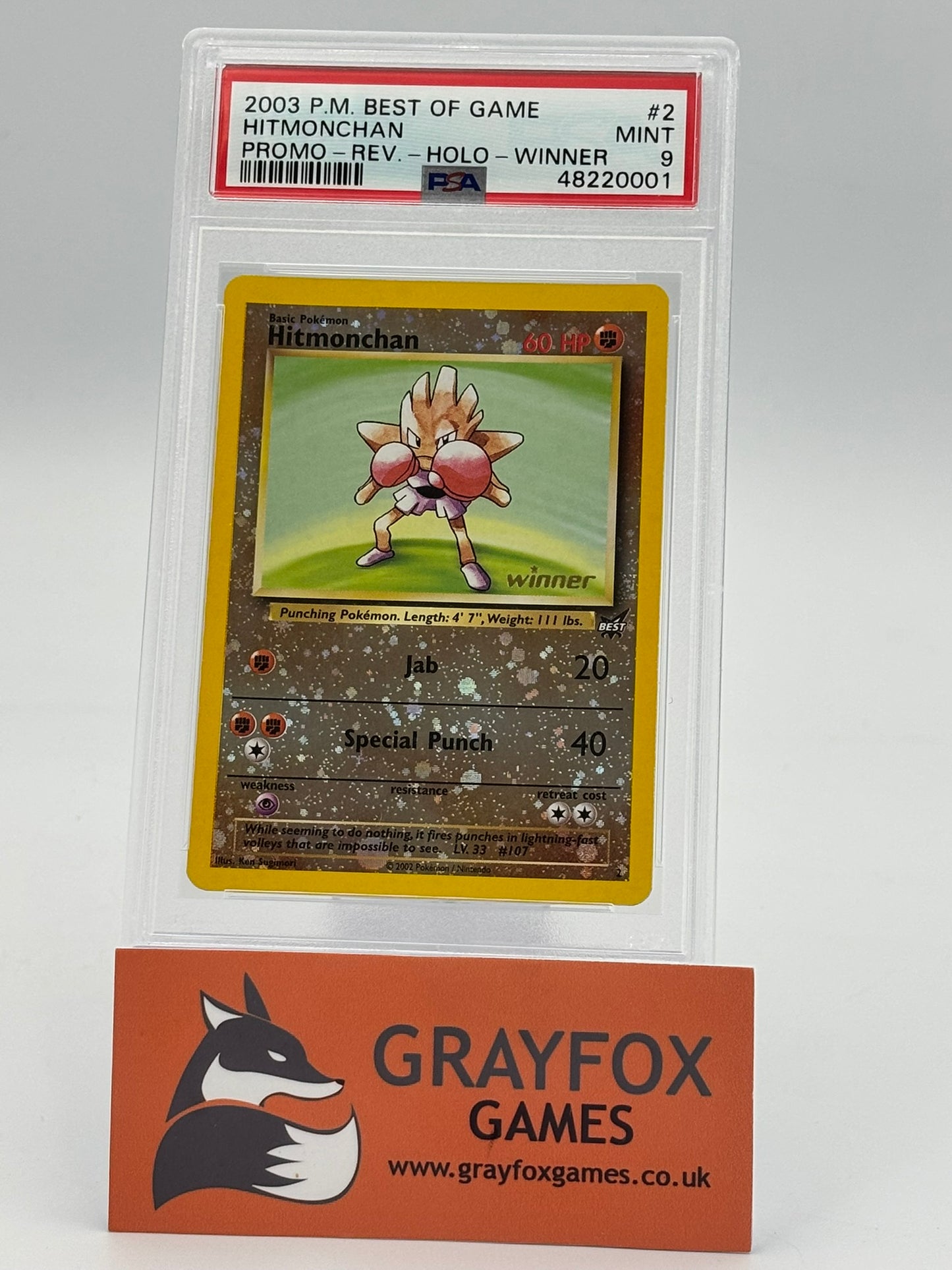 Pokemon Hitmonchan Winner PSA 9 Graded Best of Game 2003 Promo