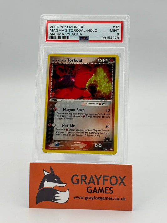 Pokemon Team Magma's Torkoal Holo 12/95 PSA 9 Graded Magma vs Aqua 2004