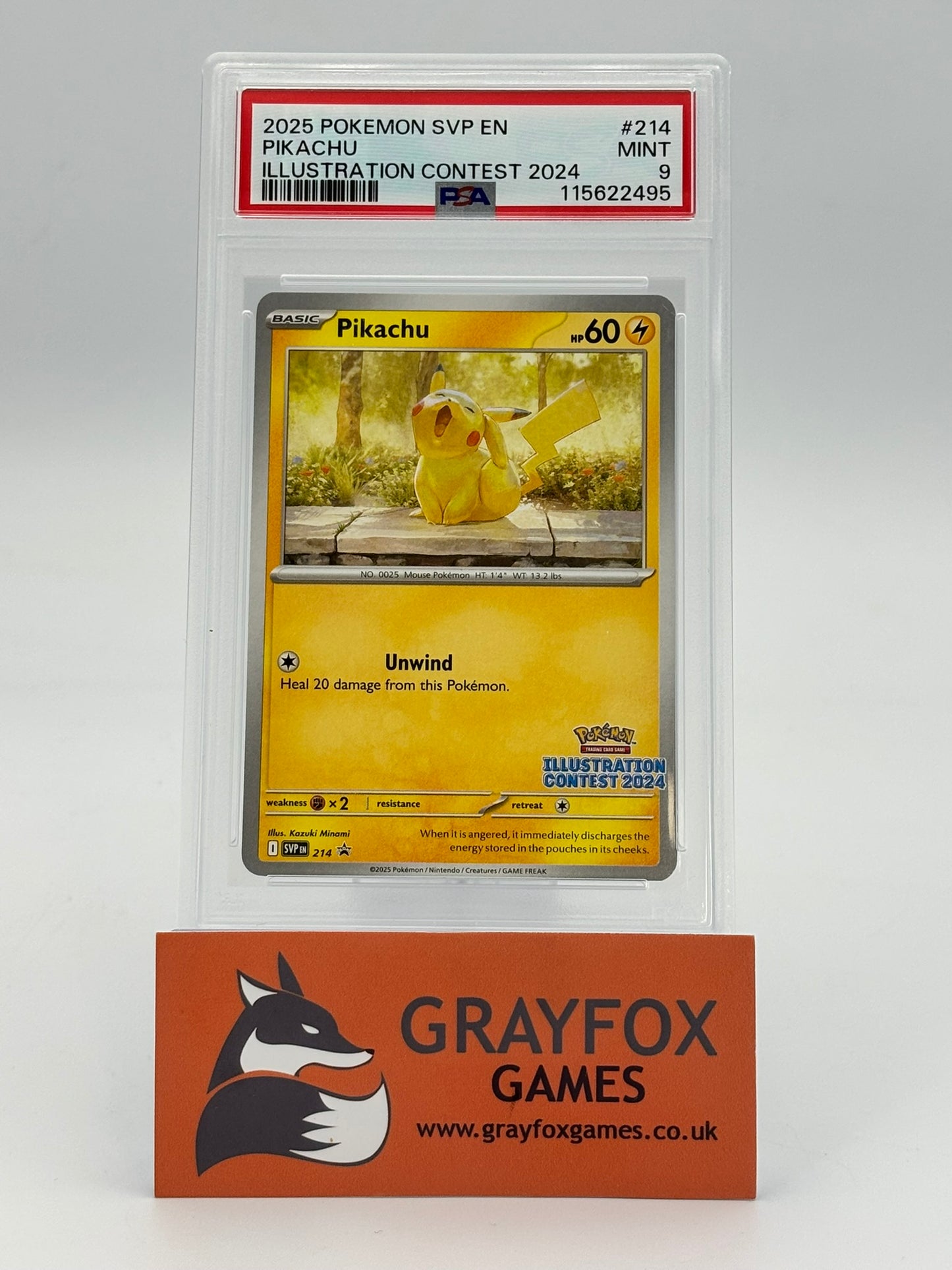 Pokemon Pikachu SVP 214 PSA 9 Graded Illustration Contest 2024