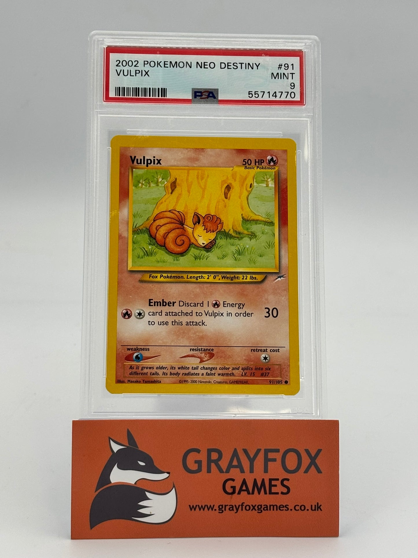 Pokemon Vulpix 91/105 PSA 9 Graded Neo Destiny 2002