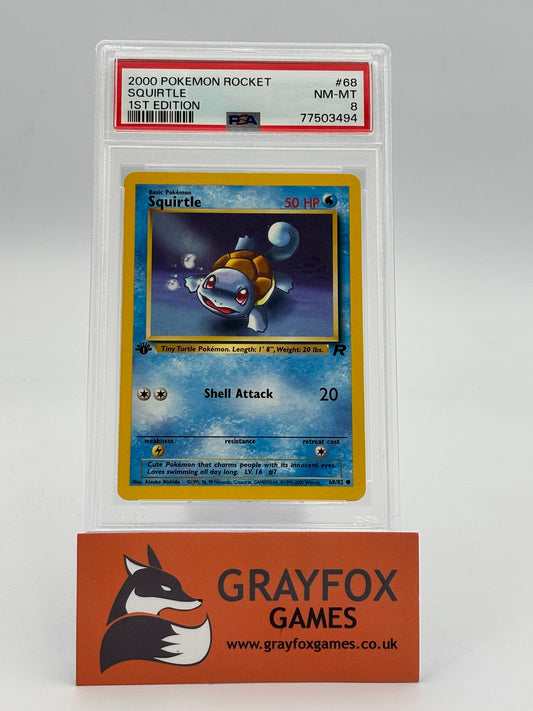 Pokemon Squirtle 68/82 1st Edition Rocket PSA 8 Graded 2000