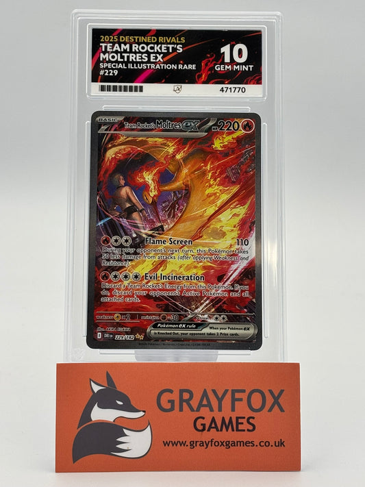 Pokemon Team Rocket's Moltres Ex ACE 10 Graded Destined Rivals 2025